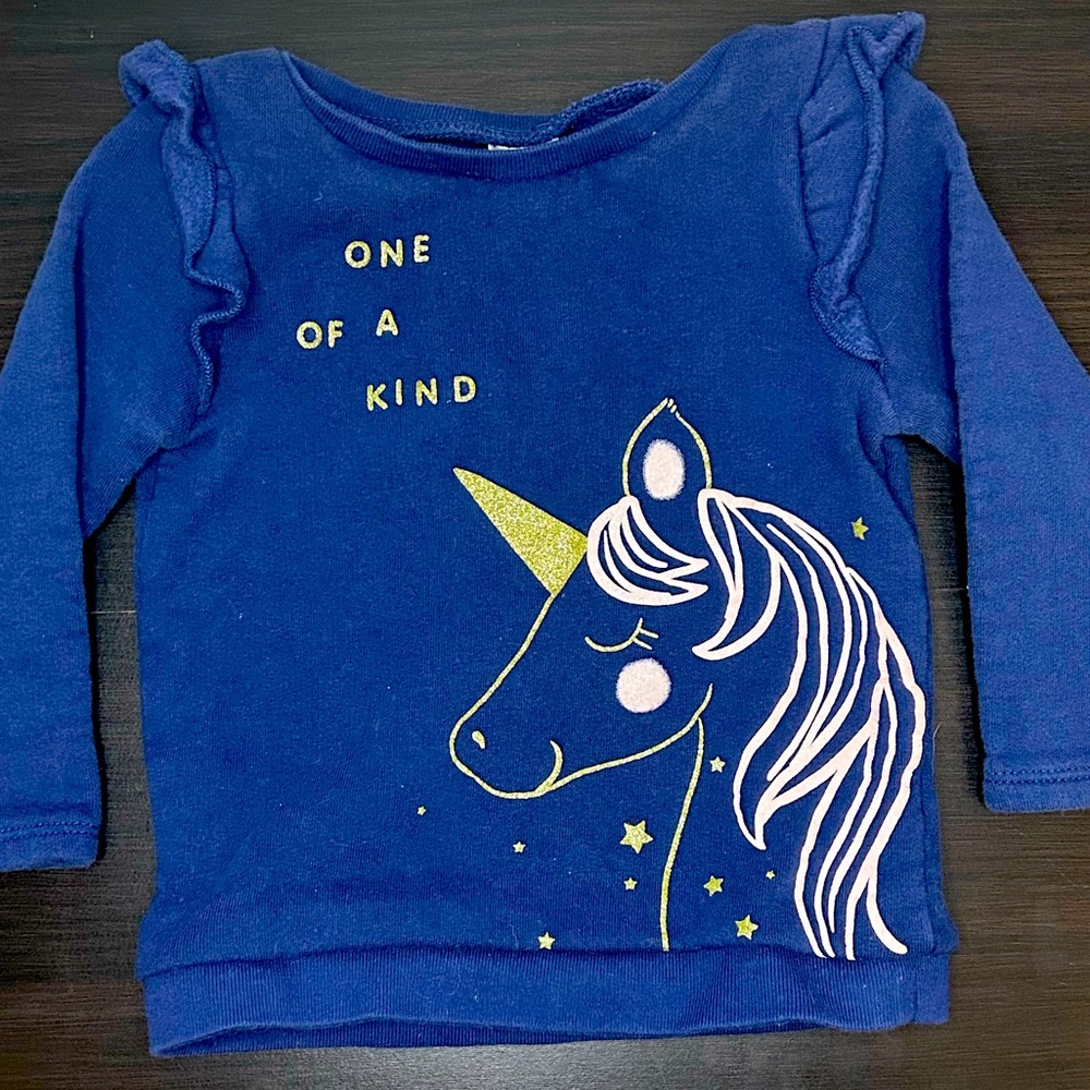 “One of a Kind” Blue Unicorn Sweater Size 18M